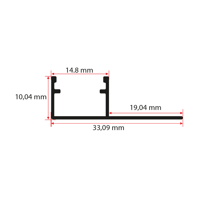 10x15 cm Ters Tek Kanatlı Trimless Alçıpan Profili